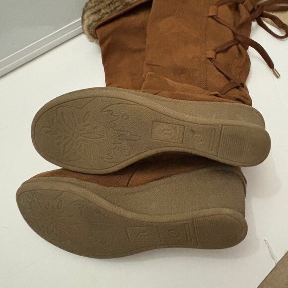 Decree DC Boulder Brown Lace Up Faux Fur Lined Knee-High Wedge Snow Boots Size 9 - Picture 7 of 12